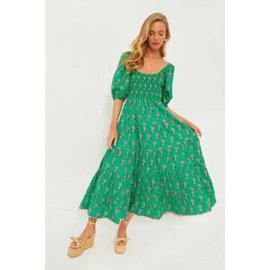 PINK CITY PRINTS Parakeet Blossom Angelina Dress Size M NWT